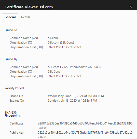 Digital Certificate Sample